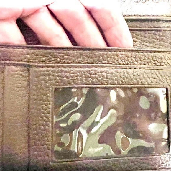 BRIGHTON Crossbody Wallet Shimmering Bronze-Purple Whip Stitch No Call Outs - Picture 9 of 16